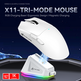 ATTACK SHARK X11 63g UltraLight Wireless Gaming Mouse with Charging Dock - White