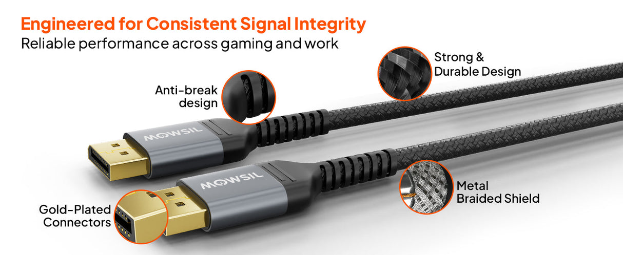 Mowsil 4K DisplayPort Cable,Cable Version : 1.2V,Aluminum head,Resolution: 4K @ 60/30 Hz,