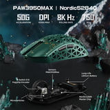 ATTACK SHARK R5 Ultra 39g SUPERLIGHT Carbon Fiber Wireless 8K PAW3950MAX Gaming Mouse PAW3950MAX up to 42000 DPI - Green