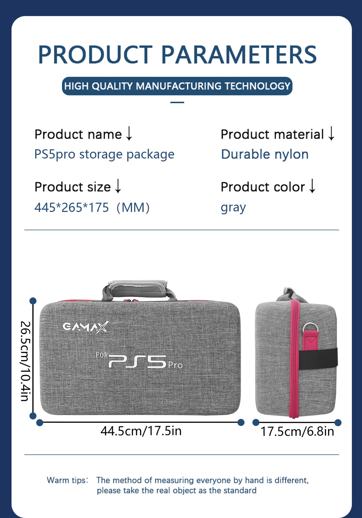 Gamax Storage Bag for PlayStation 5 Pro - Gray