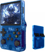 R36S Retro Handheld Video Game Console 3.5 Inch 64GB - Transparent Blue