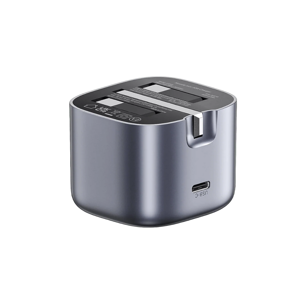 شاحن UGREEN Nexode 30W USB-C GaN سريع – بريطانيا (رمادي فضائي)