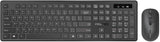 Promate ProCombo-13 English/Arabic Wireless Keyboard And Mouse Combo, Slim Full-Size 2.4Ghz Wireless Keyboard With 1600 DPI Ambidextrous Mouse, Nano USB Receiver, Quiet Keys - Black