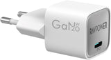 RAVPower RP-PC1055 Mini PD20W  GaN type C Charger White - RP-PC1055W