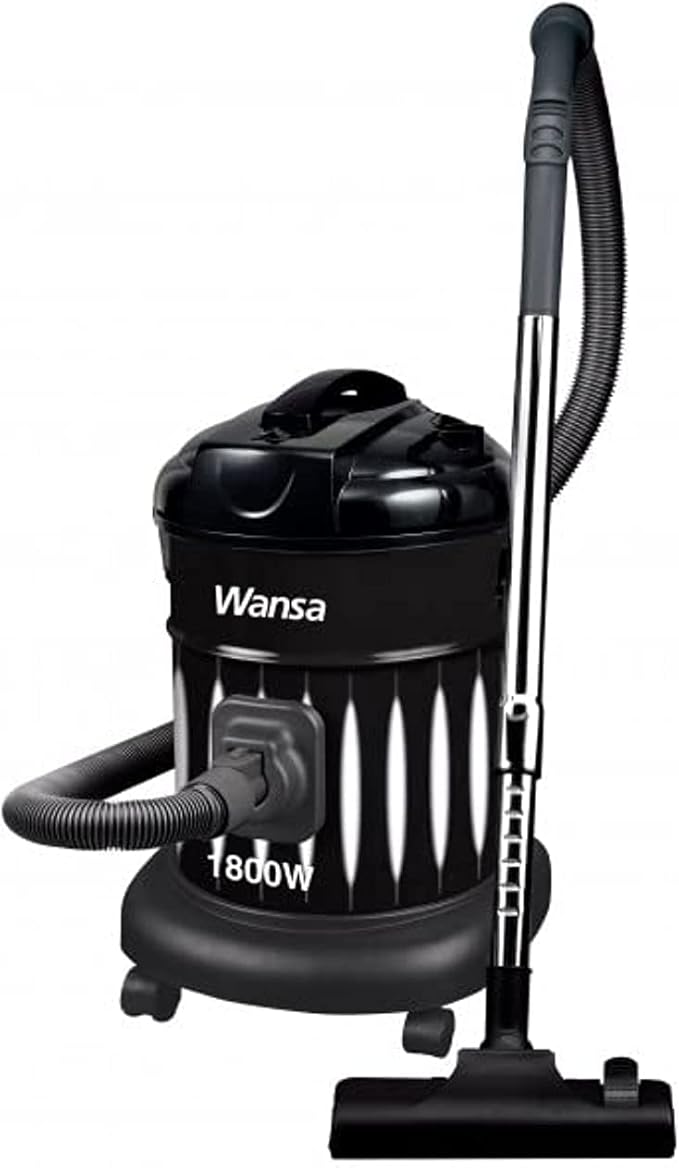 Wansa Drum Vacuum Cleaner, 1800W, 18 Liters, VC-0201 - Black