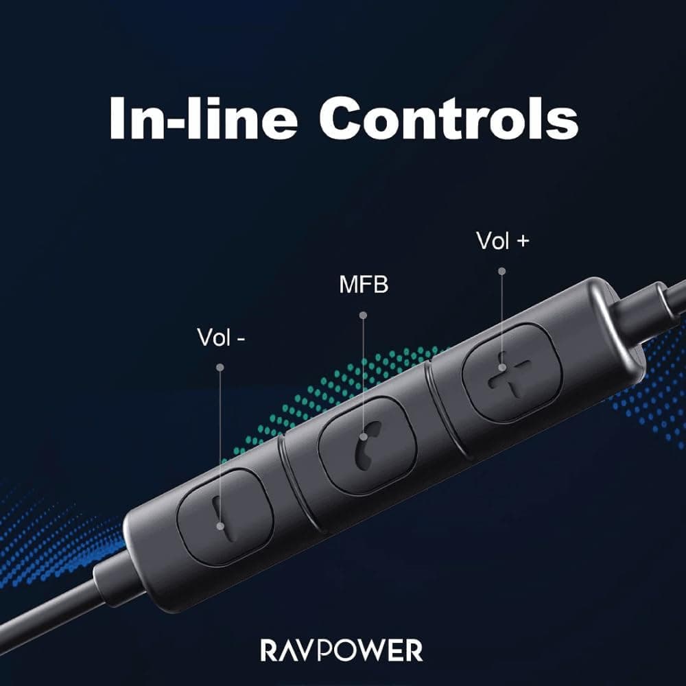 RAVPower RP-BH1006 TypeC wire earbuds Black Global Version - RP-BH1006