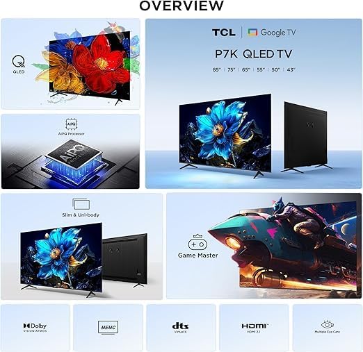 TCL P7K 55 Inch QLED 4K UHD Google TV, 55P7K
