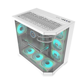 PC Case DarkFlash Aigo FT418 Pro Mid Tower Two Panel Front & Left Side Tempered Glass Case with 7 RGB Fans - White