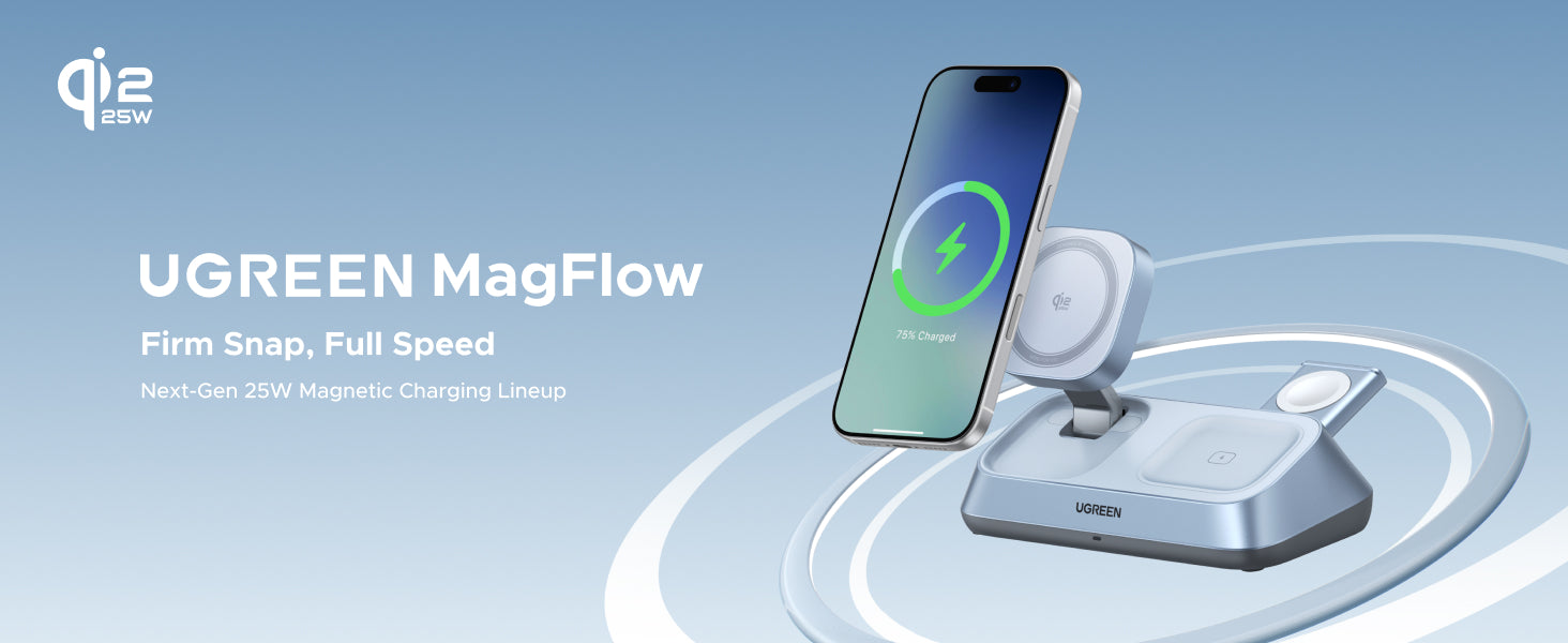 UGREEN 3-in-1 Magnetic Wireless Charger UK 25W QI2 - W711