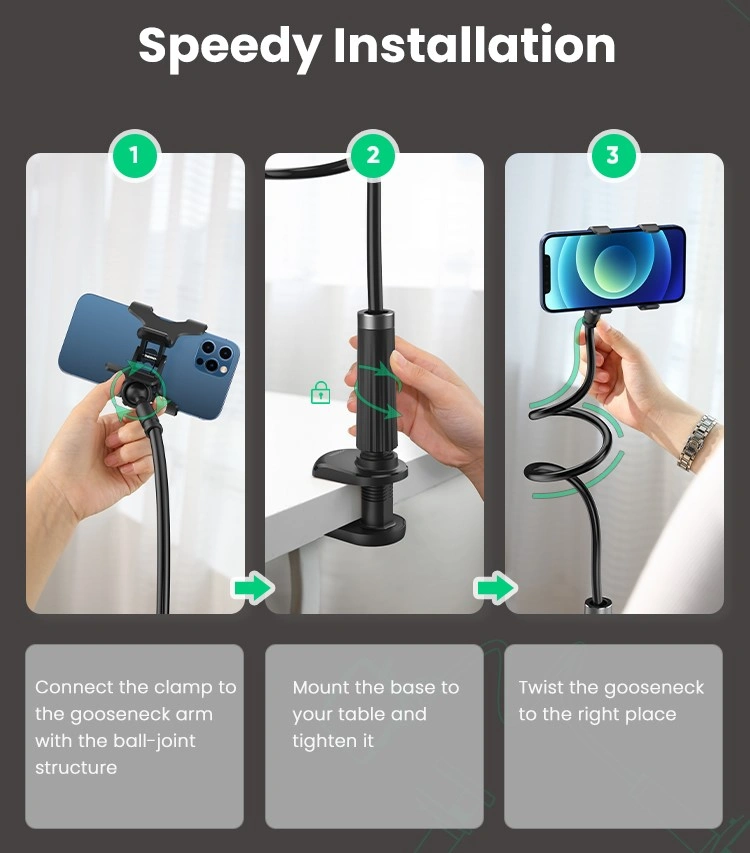 Ugreen Multifunction Phone Clip Stand 90cm - Black (LP113 - 80906)