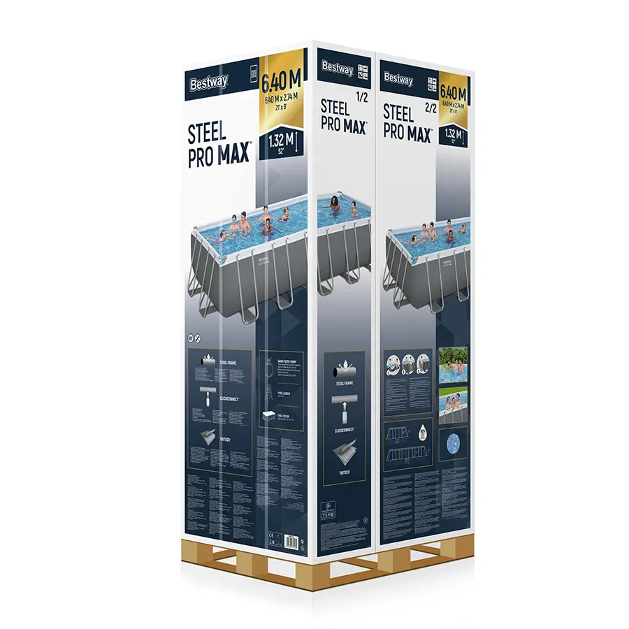 Bestway 18' x 9' x 52"/5.49m x 2.74m x 1.32m Rectangular Pool Set 561KA (Installation Not Included)