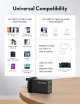 راف باور RP-PC1099 GaN 5.0 شاحن حائط ثنائي المنافذ PD 45 واط أسود