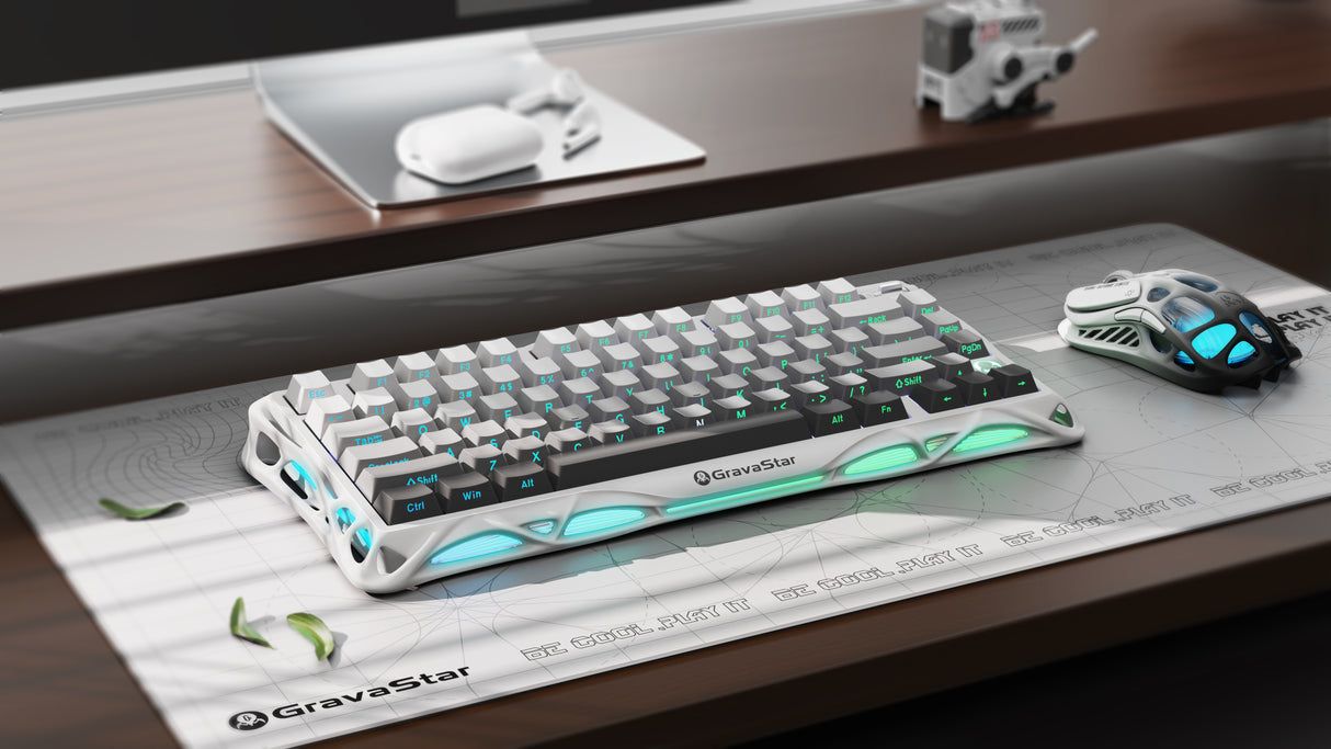 GravaStar Mercury K1 75% Wireless Mechanical Gaming Keyboard - Gradient White