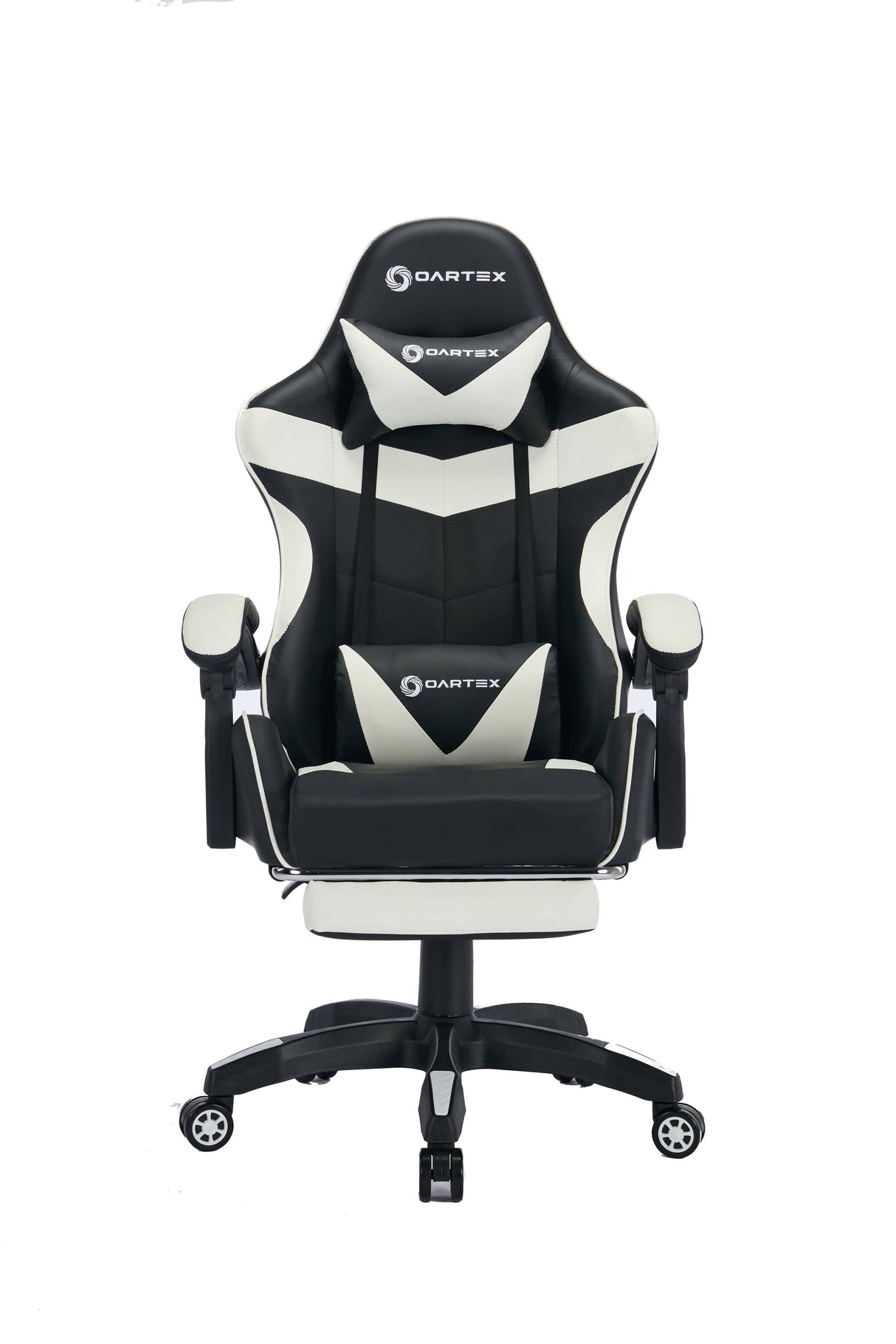 Oartex Gaming Chair with Foot Rest- Black & White ( Installation not included )