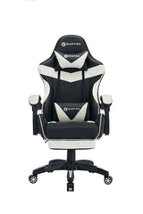 Oartex Gaming Chair with Foot Rest- Black & White ( Installation not included )