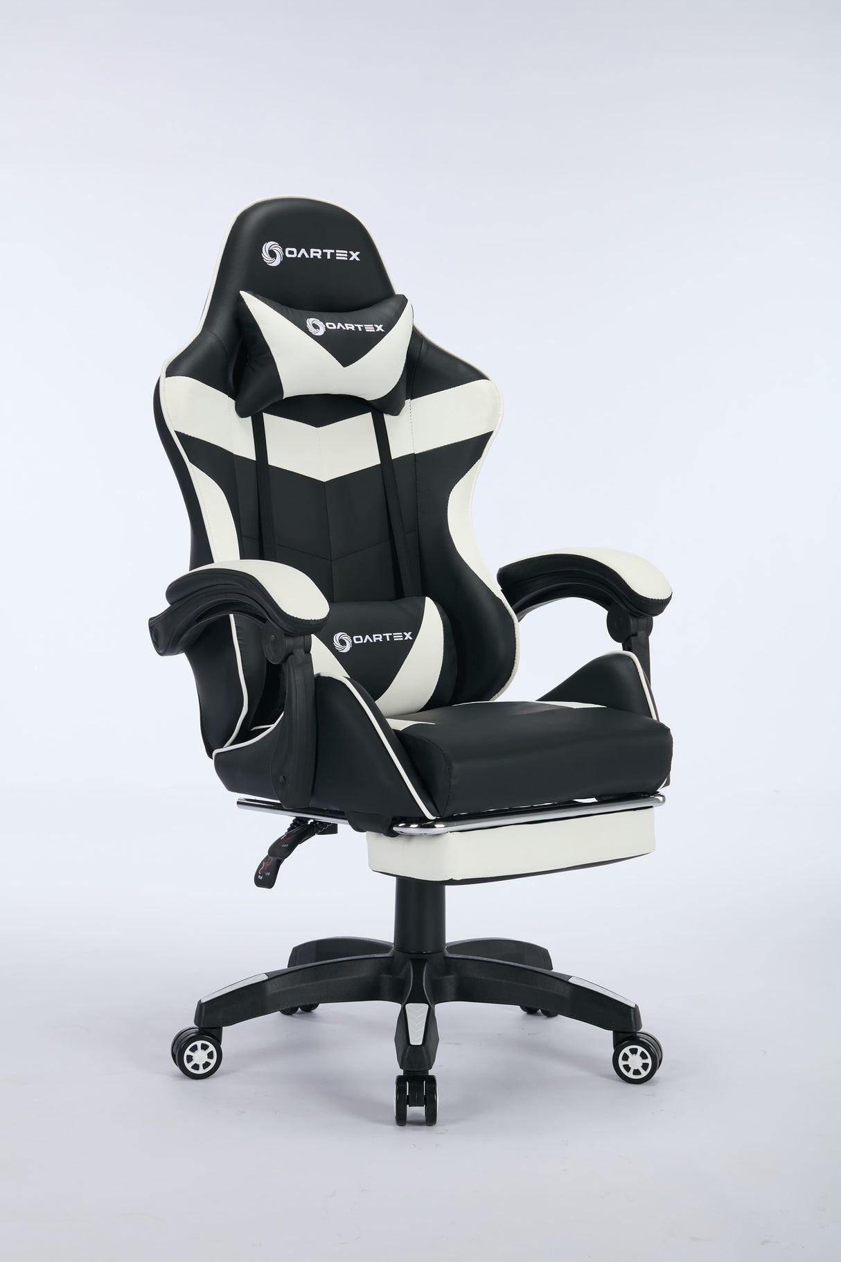 Oartex Gaming Chair with Foot Rest- Black & White ( Installation not included )