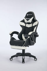 Oartex Gaming Chair with Foot Rest- Black & White ( Installation not included )