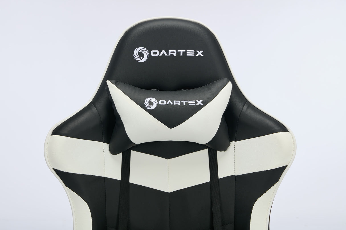 Oartex Gaming Chair with Foot Rest- Black & White ( Installation not included )