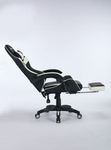 Oartex Gaming Chair with Foot Rest- Black & White ( Installation not included )