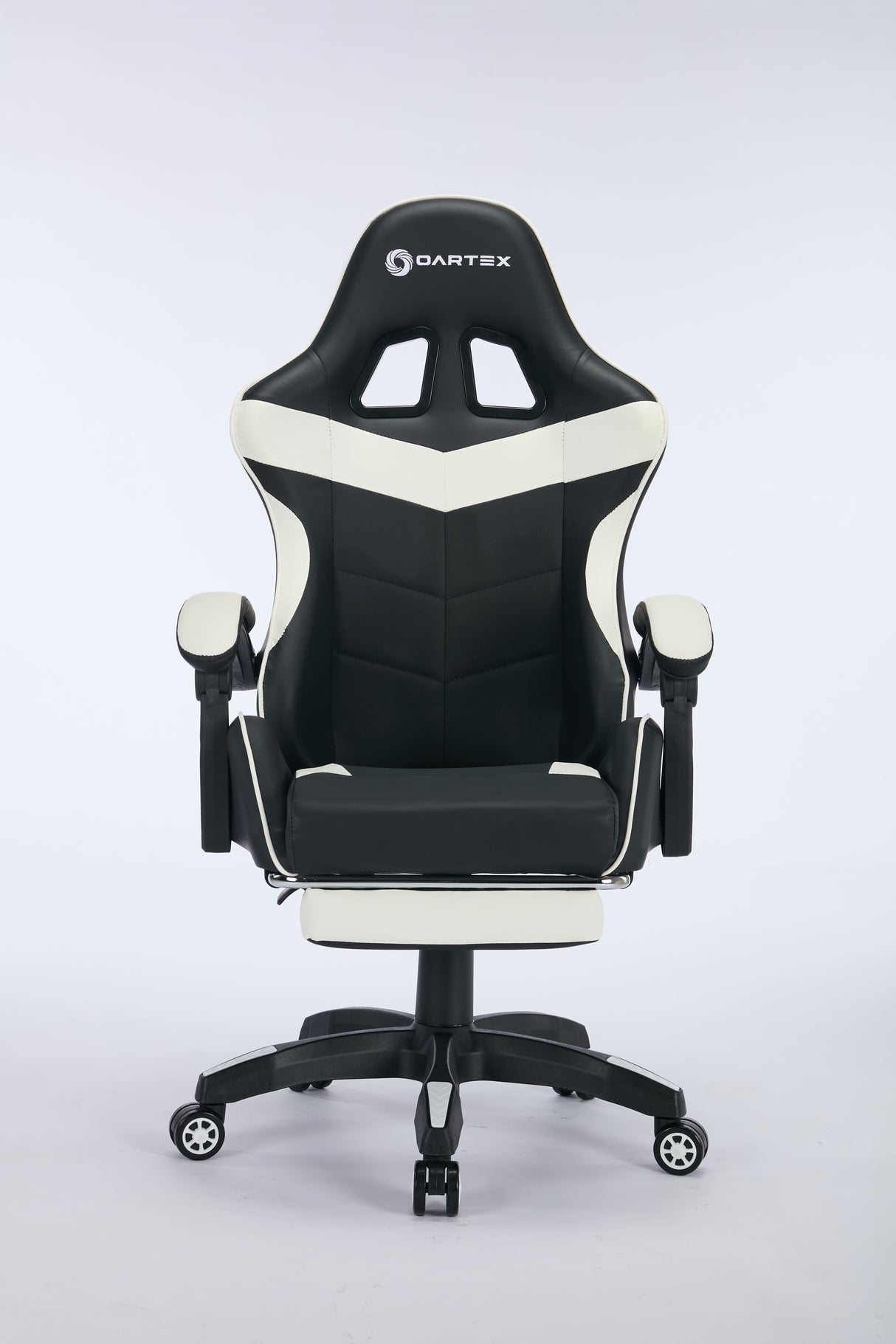 Oartex Gaming Chair with Foot Rest- Black & White ( Installation not included )