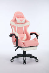 Oartex Gaming Chair with Foot Rest - Pink & White ( Installation not included )