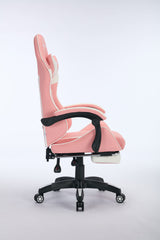 Oartex Gaming Chair with Foot Rest - Pink & White ( Installation not included )