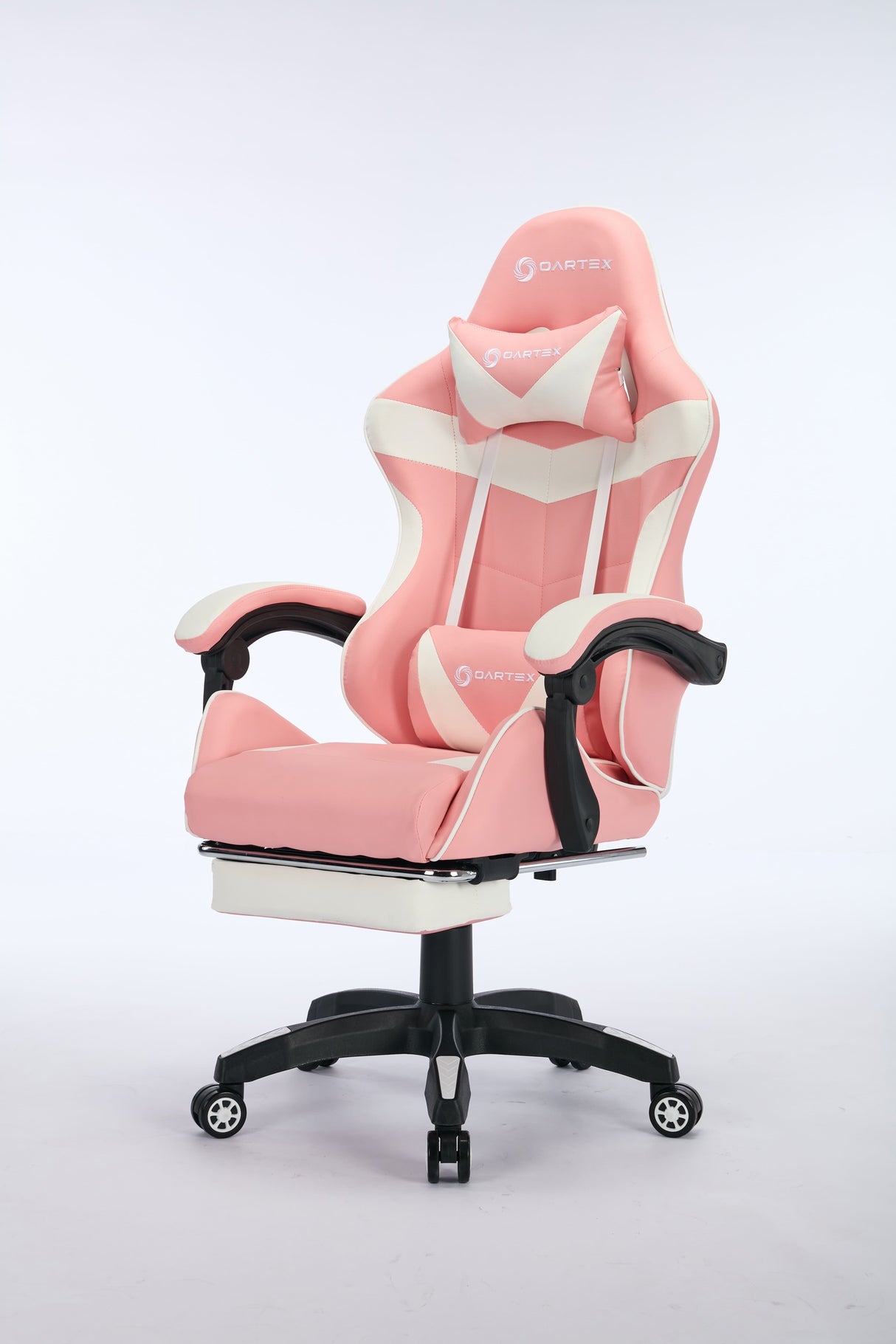 Oartex Gaming Chair with Foot Rest - Pink & White ( Installation not included )