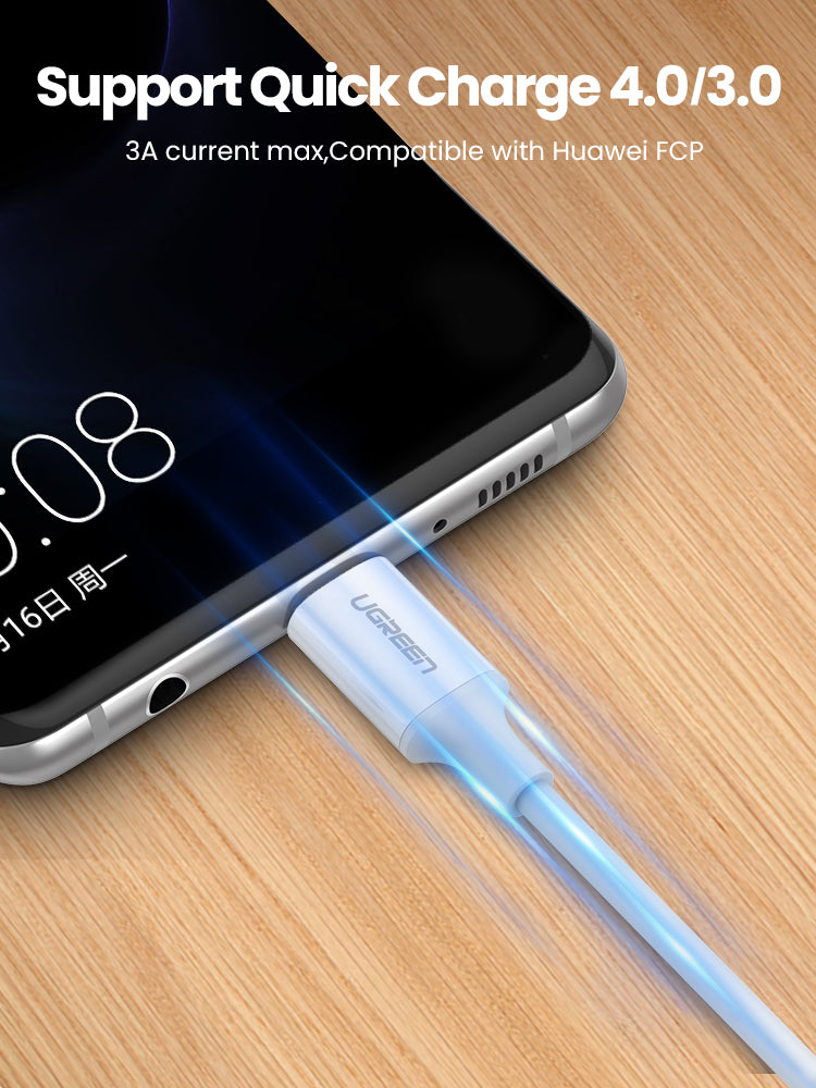 يوجرين USB 2.0 كابل USB-C إلى USB-C بقوة 60 واط غلاف ABS 1 متر أبيض — US264-60518