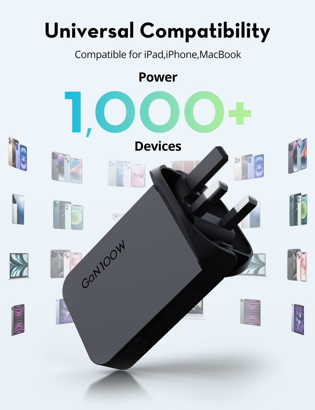 RAVPower RP-PC1095 GaN PD100W 2-Port Wall C Black - RP-PC1095