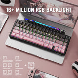 ATTACK SHARK X66 60% Wireless Mechanical Keyboard with Side Printed PBT Keycaps - Pink Blackberry