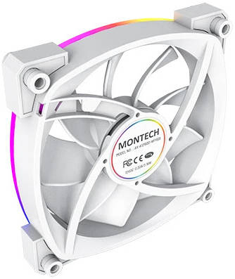 Montech AX120 PWM ARGB Case Fan, 120mm Fan Size, With 1600 RPM Fan Speed - White
