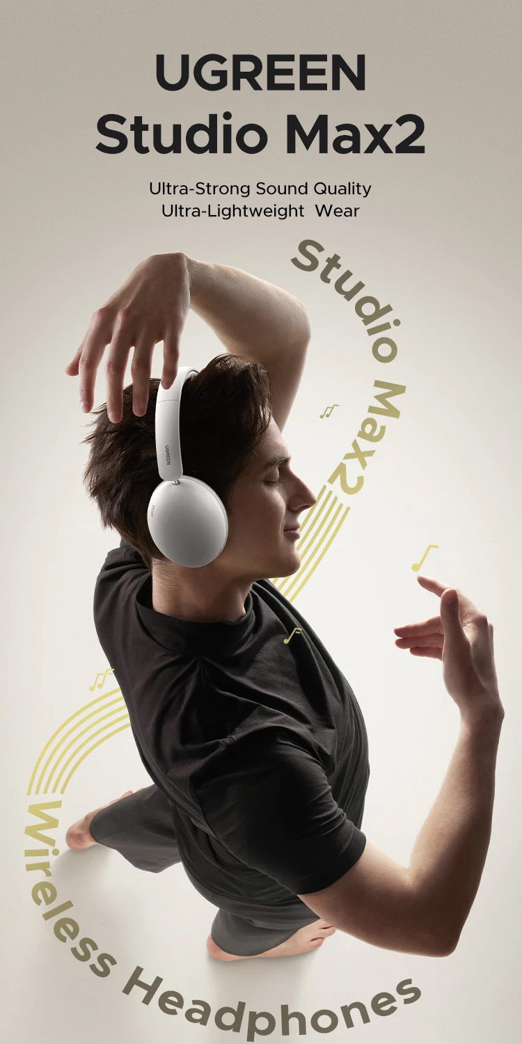 سماعة UGREEN Studio Max2 – رمادي فاتح
