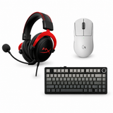 AULA F75 75% Gradient grey Gasket Wireless Mechanical Keyboard with Logitech White Pro X Superlight 2 Gaming Mouse & HyperX Cloud II Mic Head For Gaming Black/Red Special Bundle