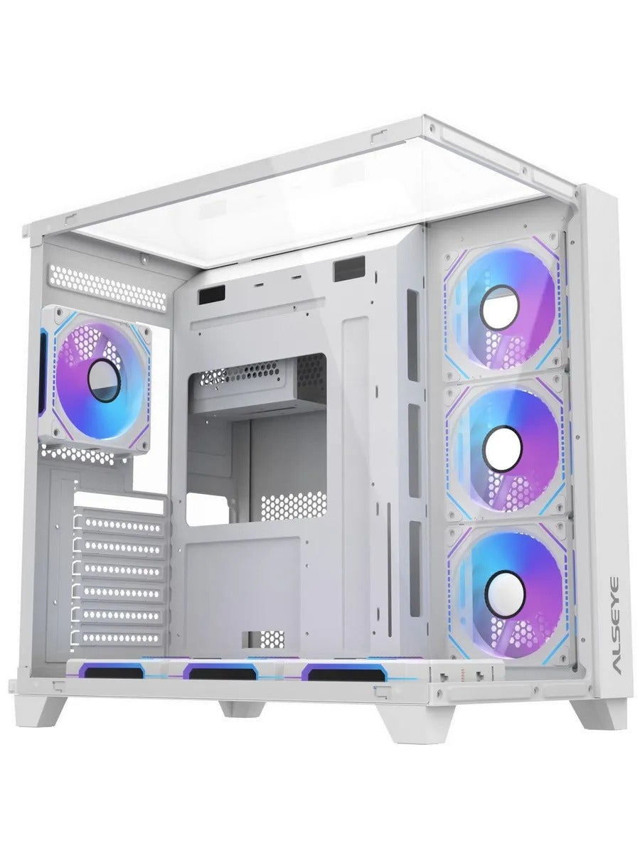 Alseye Vision Ultra W ATX Mid Tower Case with 4 ARGB Fans - White