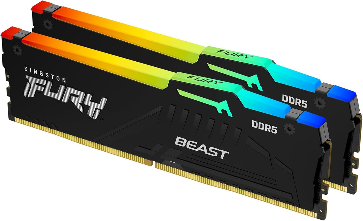 Kingston KF564C32BBEAK2-64 FURY Beast RGB 64GB (2x32GB) 6400MT/s DDR5 CL32 Desktop Memory - Black