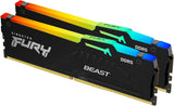 Kingston KF564C32BBEAK2-64 FURY Beast RGB 64GB (2x32GB) 6400MT/s DDR5 CL32 Desktop Memory - Black