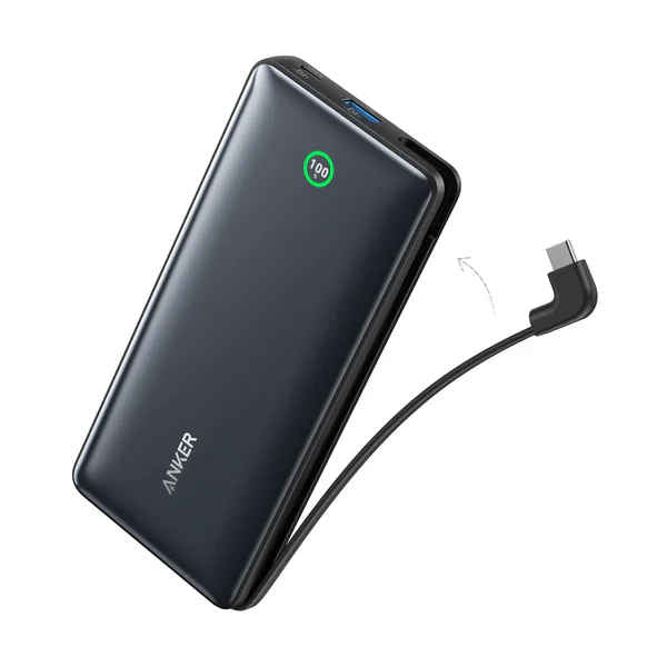 باور بانك أنكر نانو A1387H11 (20000 امبير ،واط 30 ، كابل USB-C مدمج) - أسود