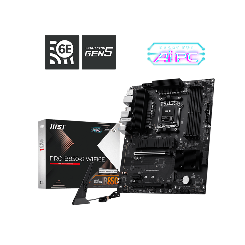 MSI PRO B850-S WIFI6E AM5 Socket Gaming Motherboard - Black