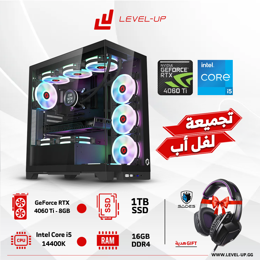 كمبيوتر العاب  معالج انتل كور i5 الجيل 14، رام 16 جيجا، كارت شاشة زوتاك  4060 TI