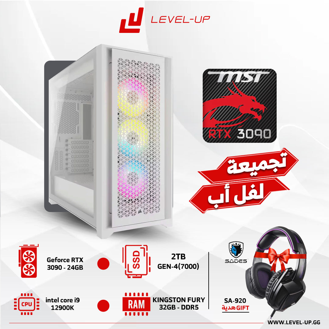 كمبيوتر الألعاب كورسير 5000D Airflow بمعالج i9-12900K , كرت شاشة RTX 3090 و 32 جيجابايت رام