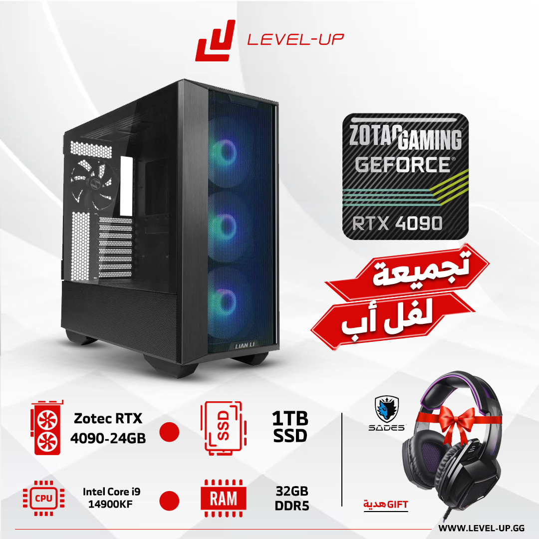 كمبيوتر مخصص للألعاب بمعالج i9-14900KF , كرت شاشه MSI RTX 4090 و 32 جيجابايت رام DDR5 5200