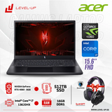 Acer Nitro V 15 Gaming Laptop Core i7-13620H 16GB RAM 512GB SSD GeForce RTX 4060 8GB 15.6" FHD IPS 144Hz Display, FreeDOS - Obsidian Black