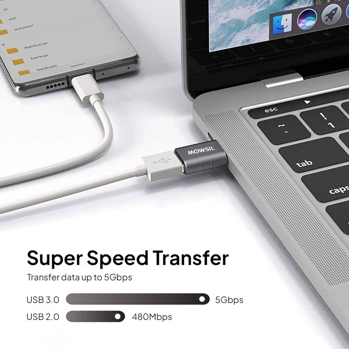 Mowsil USB-C to USB-A OTG Adapter 5Gbps