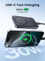 UGREEN 10000mAh 30W Magnetic Wireless Qi2 15w Power Bank (Space Gray)