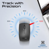 Promate ProCombo-14 English/Arabic Wireless Keyboard and Mouse Combo, 2.4GHz Wireless with Built-In Palm Rest, Multi-Grip 1200 DPI Mouse, Nano USB Receiver - Black