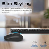 Promate ProCombo-13 English/Arabic Wireless Keyboard And Mouse Combo, Slim Full-Size 2.4Ghz Wireless Keyboard With 1600 DPI Ambidextrous Mouse, Nano USB Receiver, Quiet Keys - Black
