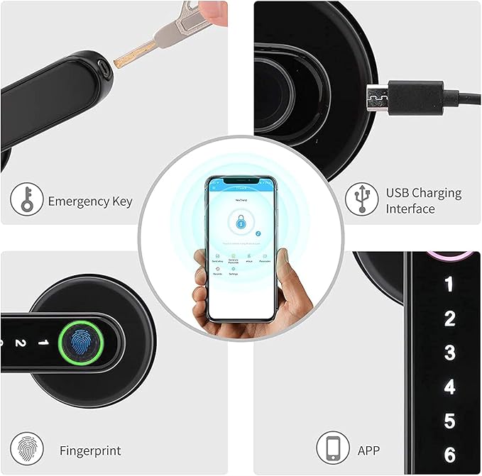 Digital Door Lock Model Y1604L for Door thickness: 30-55mm, unlock by Tuya Bluetooth/ Password / Fingerprint / key