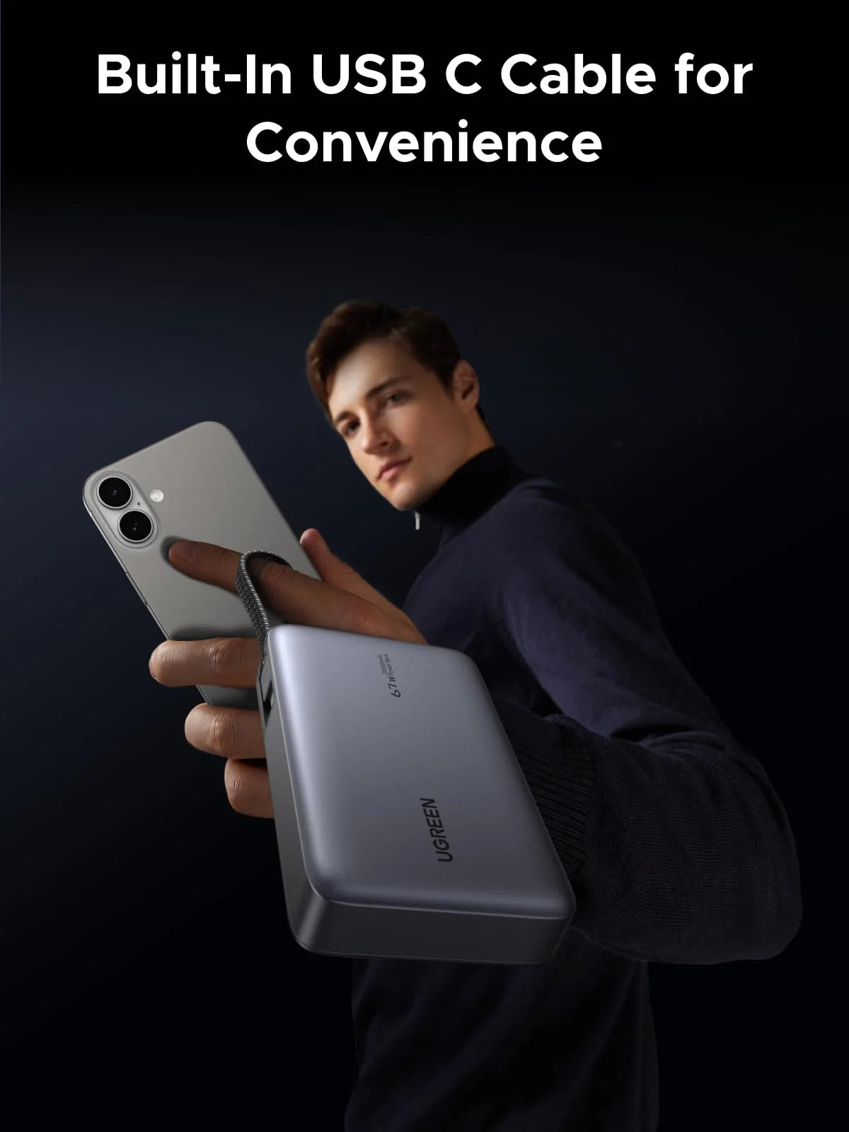 UGREEN Nexode Power Bank 20000mAh 67W with Built-in USB-C Cable - PB550