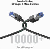 كابل إيثرنت UGREEN Cat8 نحاس خالص مضفّر دائري بقطر 5.5 ملم بطول 1.5 متر – أسود (NW153 – 80430)