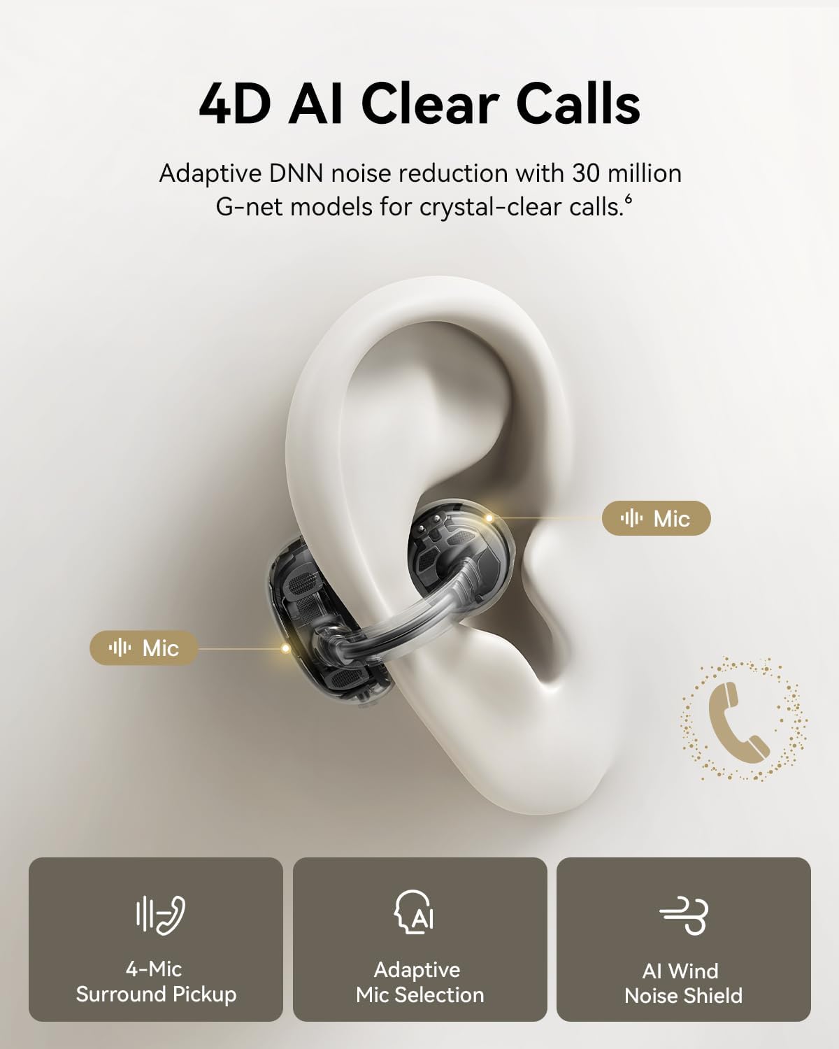 سماعات أذن لاسلكية حقيقية مفتوحة بيسيوس باوي MC1 برو – تيتانيوم جالاكسي الطبيعي